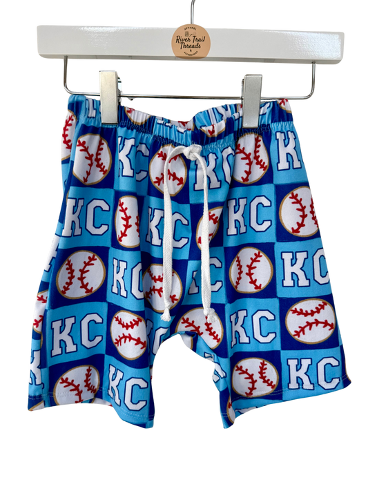 Boys KC Check Baseball Shorts | Baby and Toddler Boy Game Day Shorts