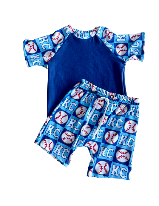 Boys KC Check Baseball Shorts | Baby and Toddler Boy Game Day Shorts