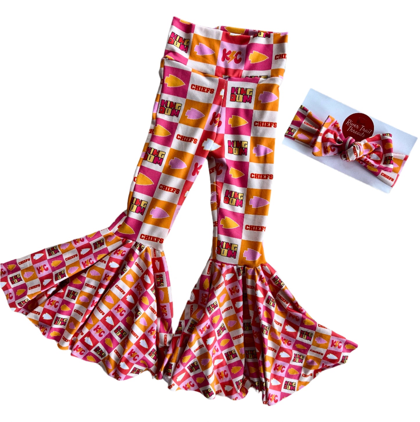 Kansas City Pink Checkered Bell Bottoms