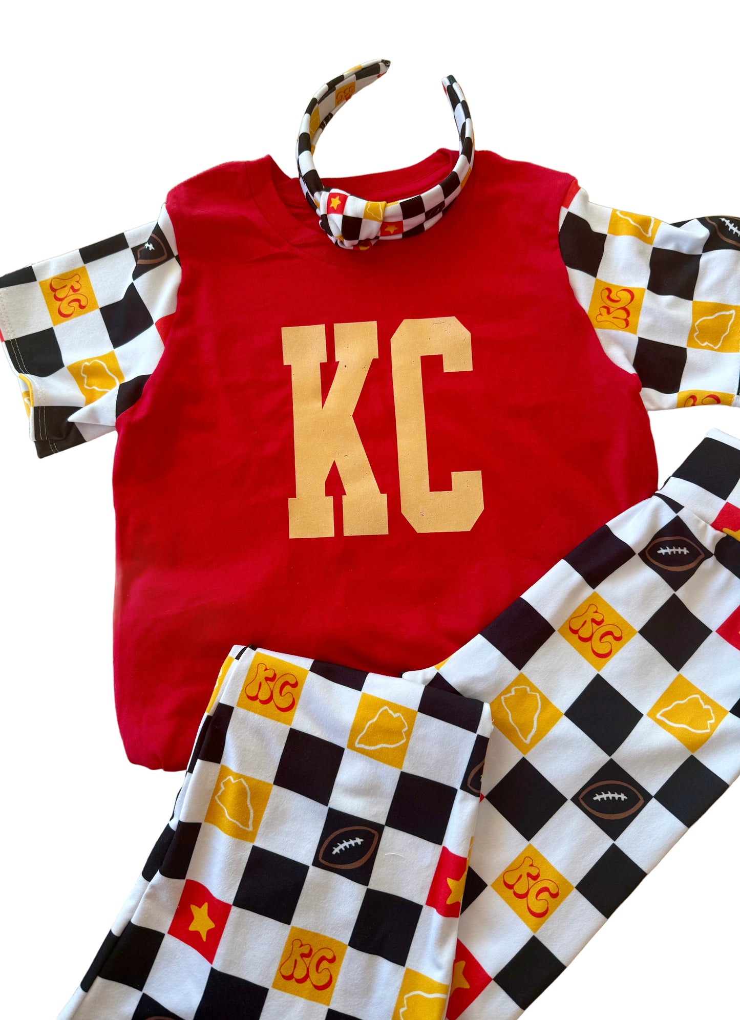 Kansas City Football Girls Game Day Shirt | KC Checkered Baby, Toddler, Girls KC T-shirt