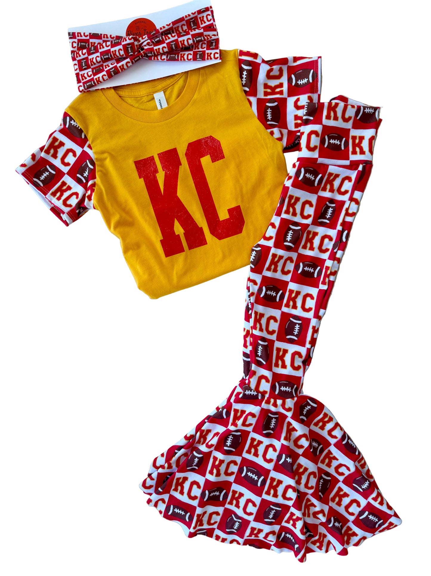 Kansas City Red Football Girls Game Day Shirt | KC Checkered Baby, Toddler, Girls KC T-shirt