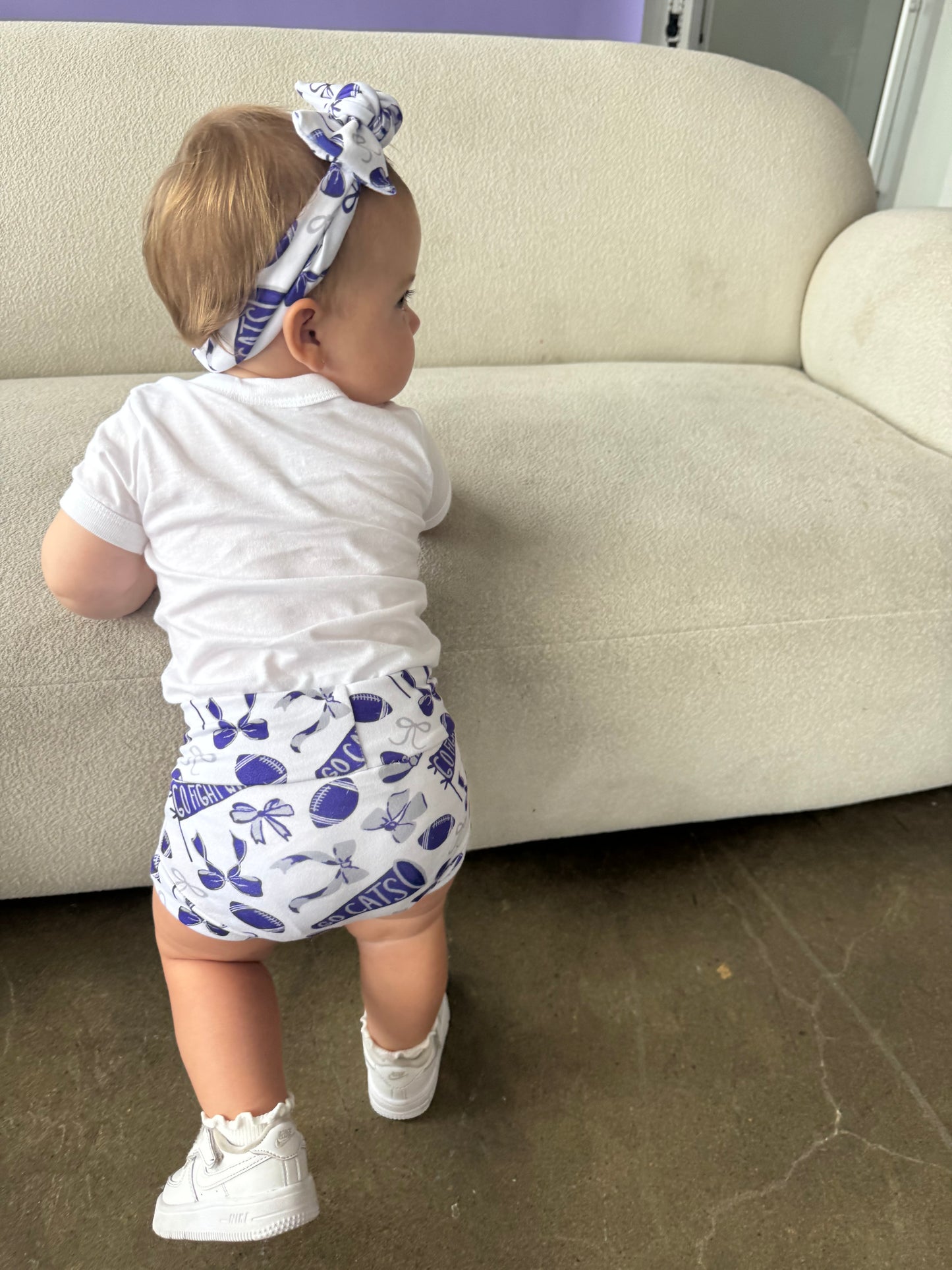 Kansas Football Girl Baby & Toddler Bummies | Game Day Ready Outfit for Little Fans