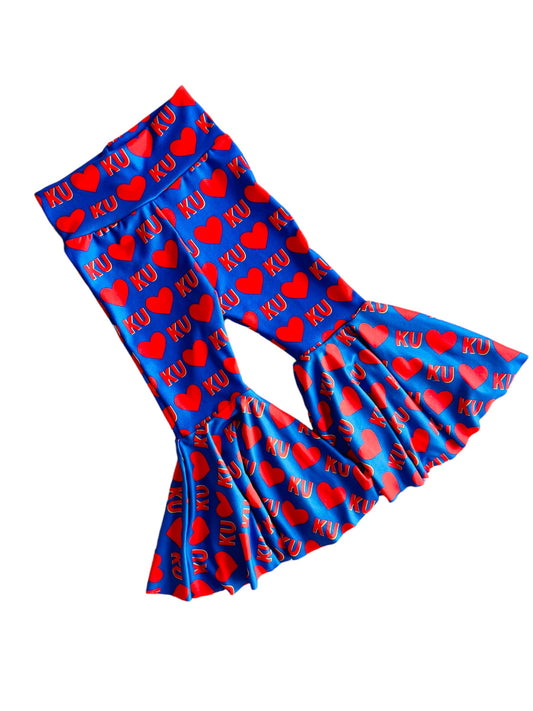 Girl Kansas Love Bell Bottoms | Kids Game Day Pants