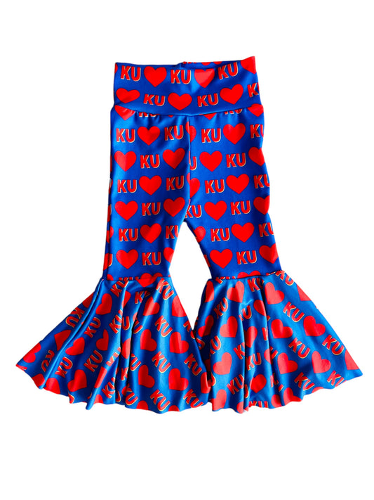 Girl Kansas Love Bell Bottoms | Kids Game Day Pants