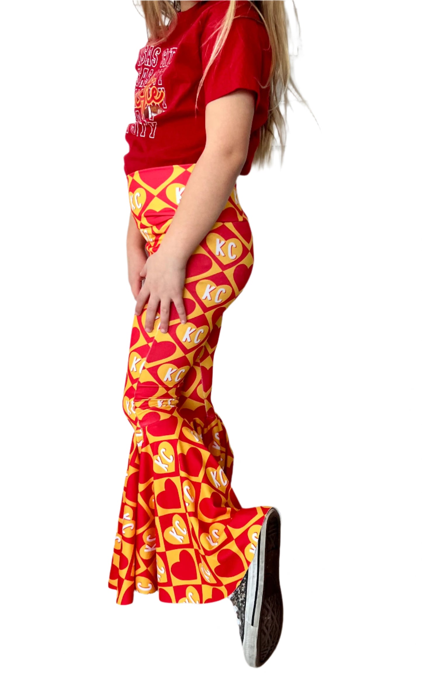 Kansas City Football Girls Bell Bottoms | KC Game Day Pants for Baby, Toddler & Girls