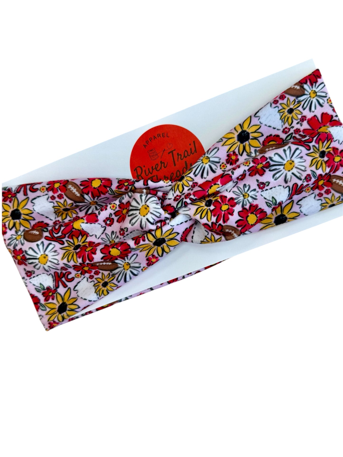 Kansas City Football Floral Headbands for Baby, Toddler & Adult | Matching Game Day Hair Accessories