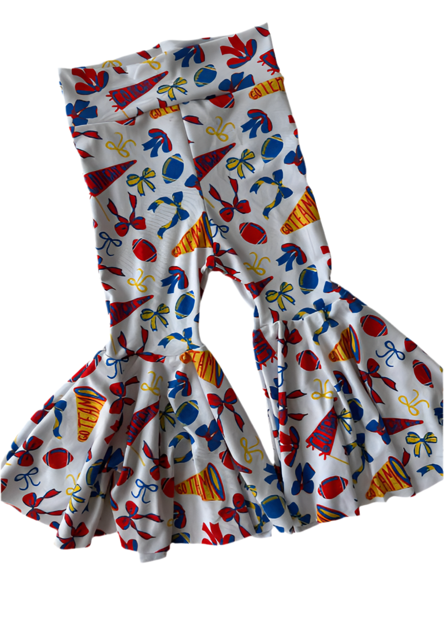 Kansas Football Girls Bell Bottoms | Kansas Game Day Pants for Baby, Toddler & Girls