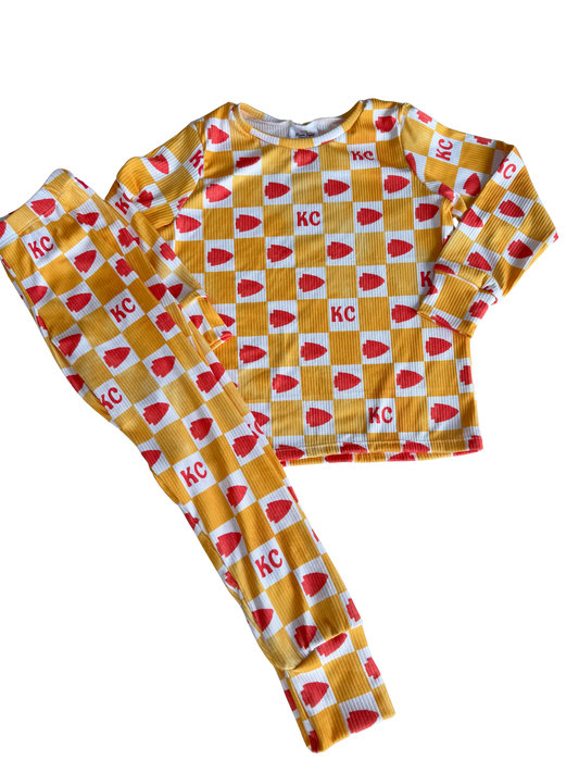 KC Football Pajamas | Red and Yellow PJs for Boys, Girls, Toddlers