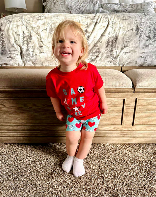 Girls Teal KC Soccer Biker Shorts | Toddler KC Soccer Outfit
