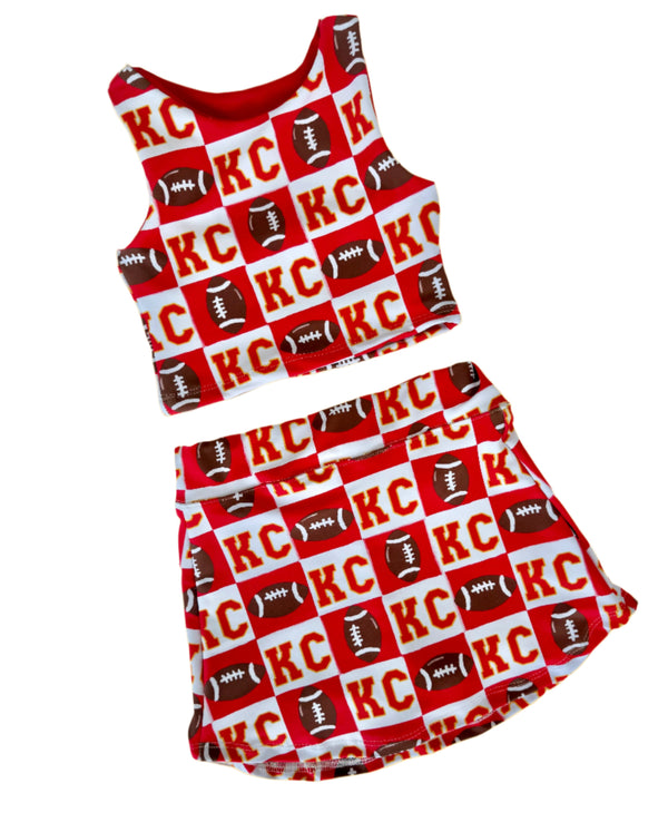 Girls Kansas City Football Tank Top & Skirt Set | Girls Kansas City Game Day Outfit