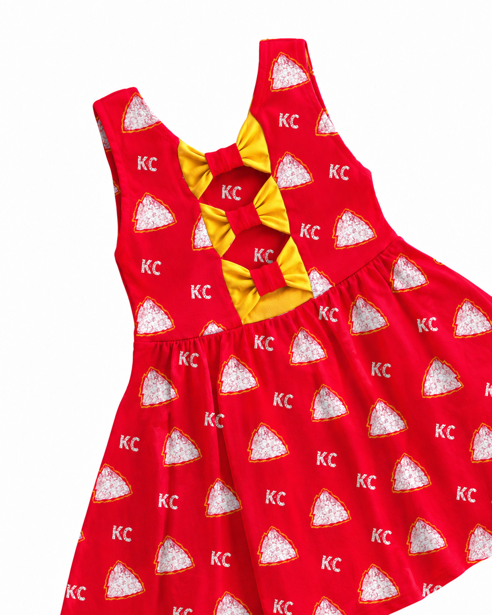 Girls KC Football Bow Back Dress | Girls Kansas City Bow Dress