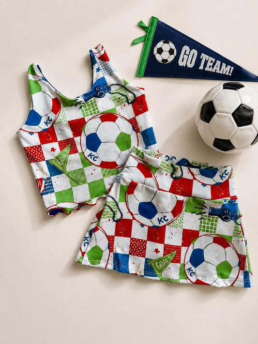 KC World Soccer Girls Tank and Skirt Set | Girls Soccer Outfit