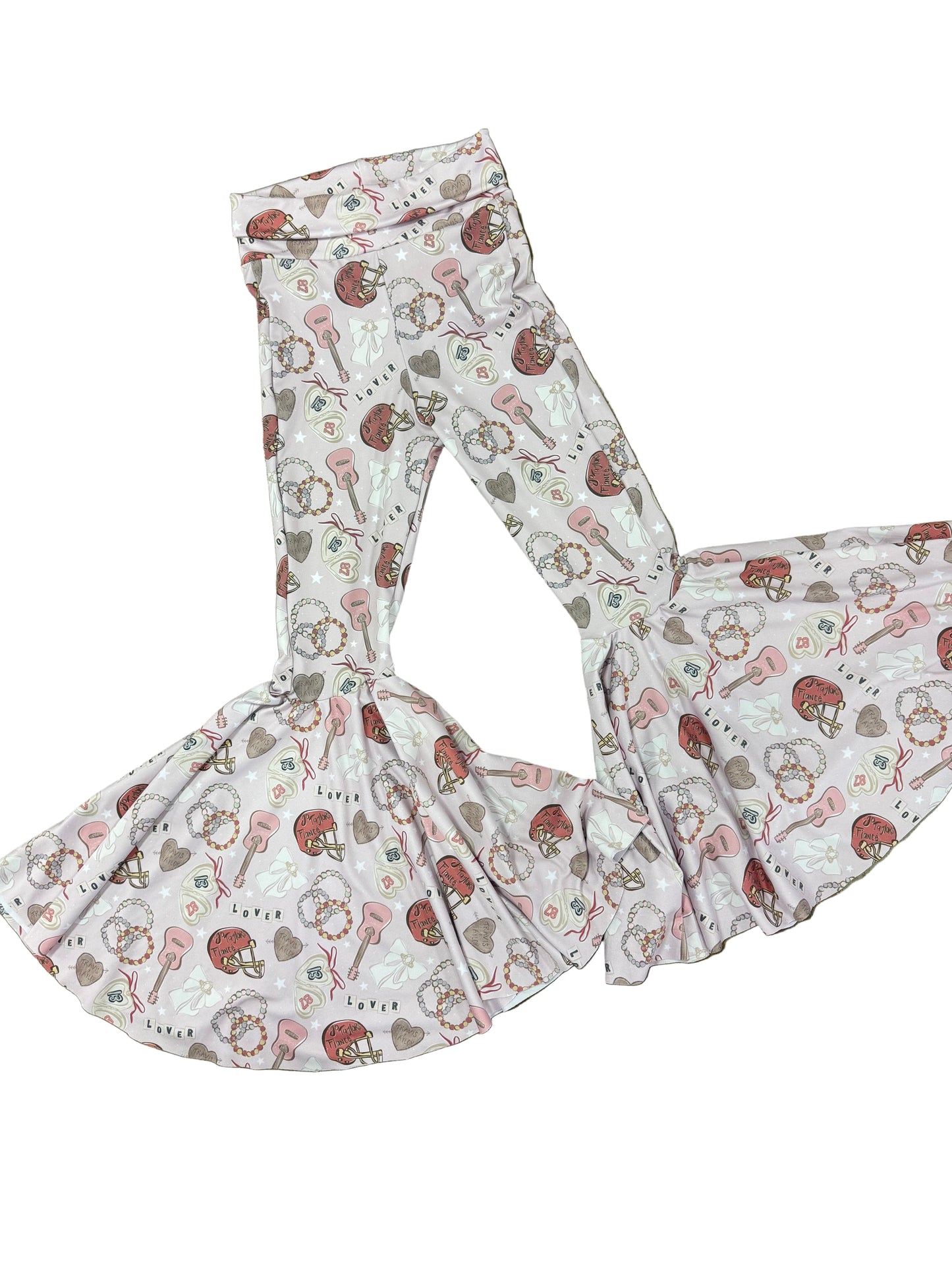 Travis and Taylor Girls Bell Bottoms | Kansas City Football Game Day Pants for Baby,Toddler & Girls