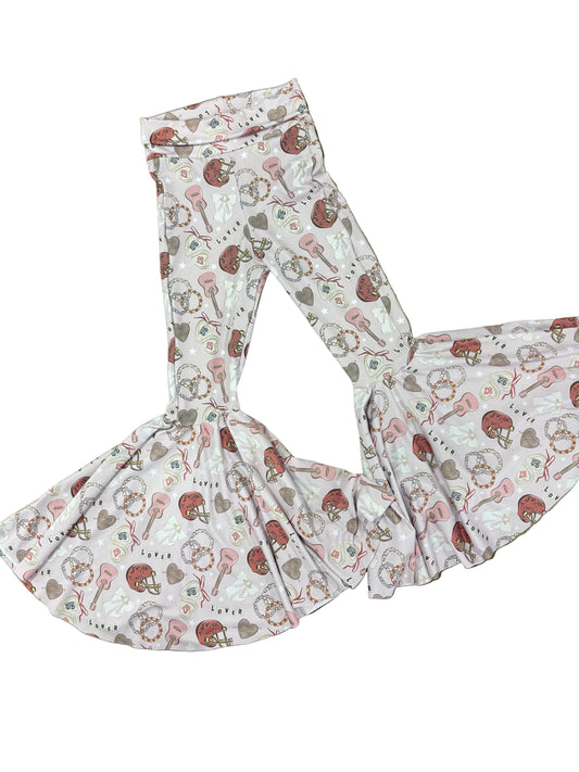 Travis and Taylor Girls Bell Bottoms | Kansas City Football Game Day Pants for Baby,Toddler & Girls