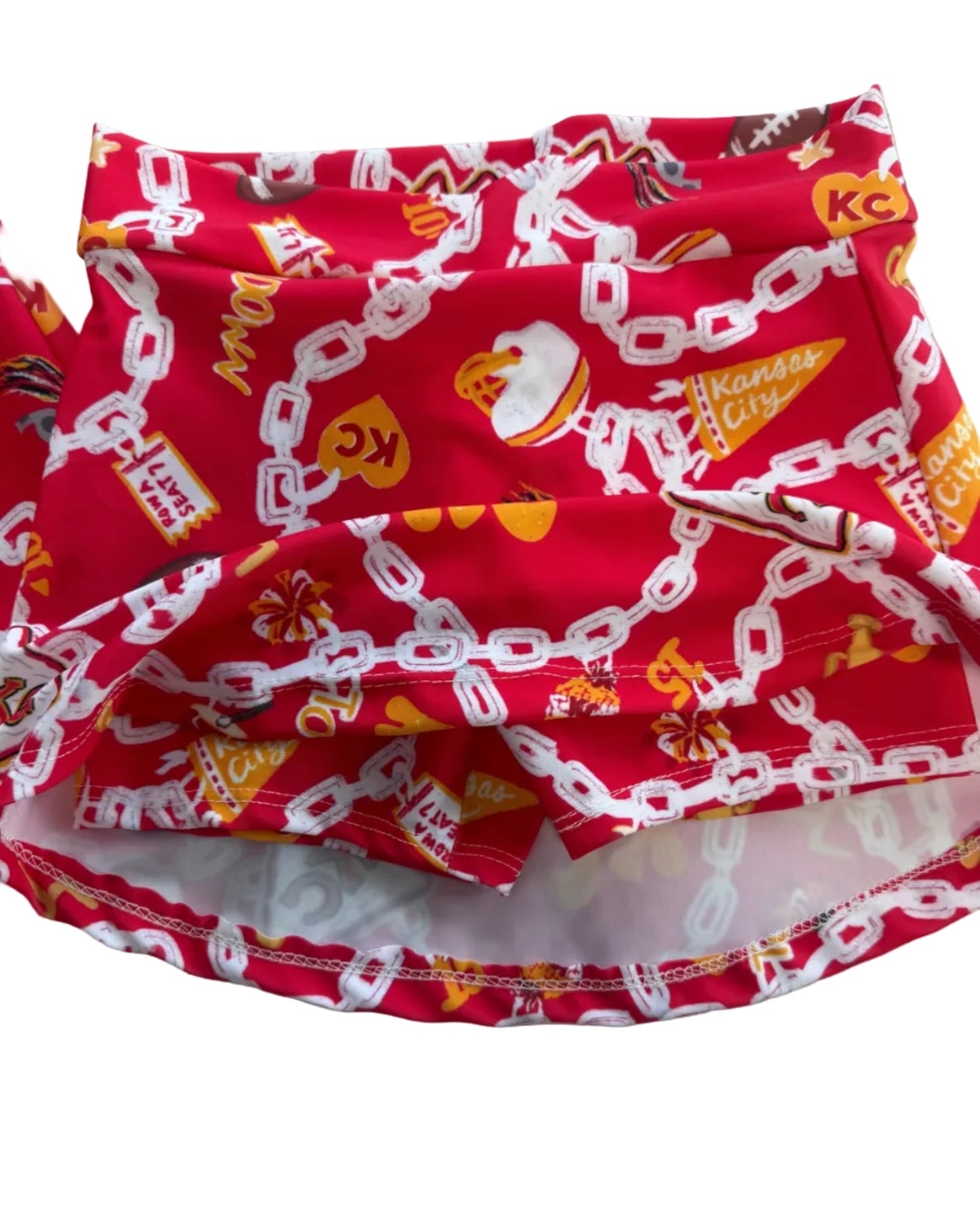 Girls Kansas City Football Skort| Girls Kansas City Game Day Skirt With Shorts