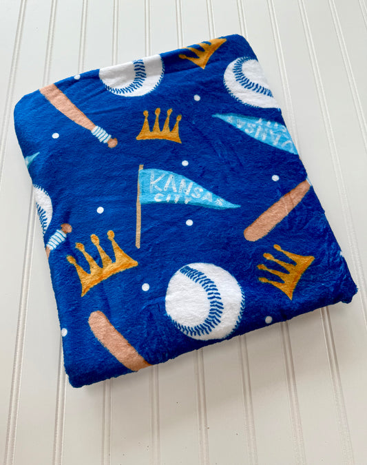 Royal Blue KC Baseball Blanket