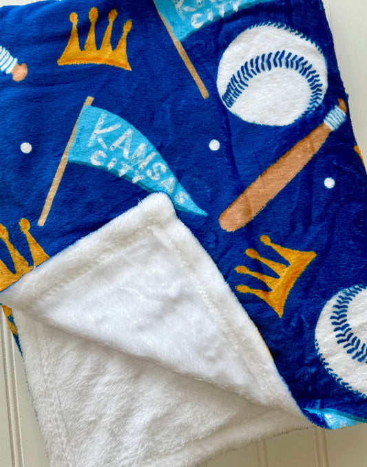 Royal Blue KC Baseball Blanket
