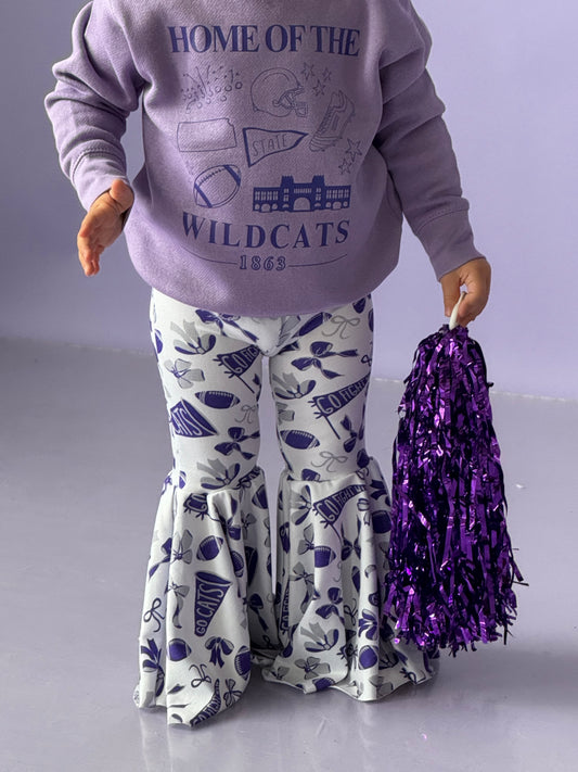 Kansas Football Girls Bell Bottoms | Kansas Game Day Pants for Baby, Toddler & Girls