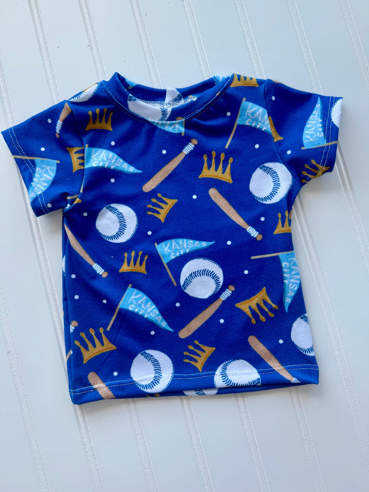 KC Baseball Kids Top | Handmade Game Day Shirt for Babies, Toddlers & Kids