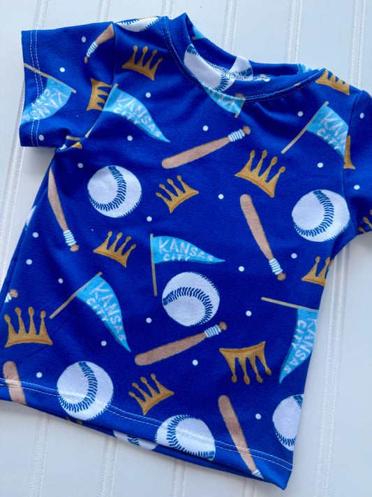 KC Baseball Kids Top | Handmade Game Day Shirt for Babies, Toddlers & Kids