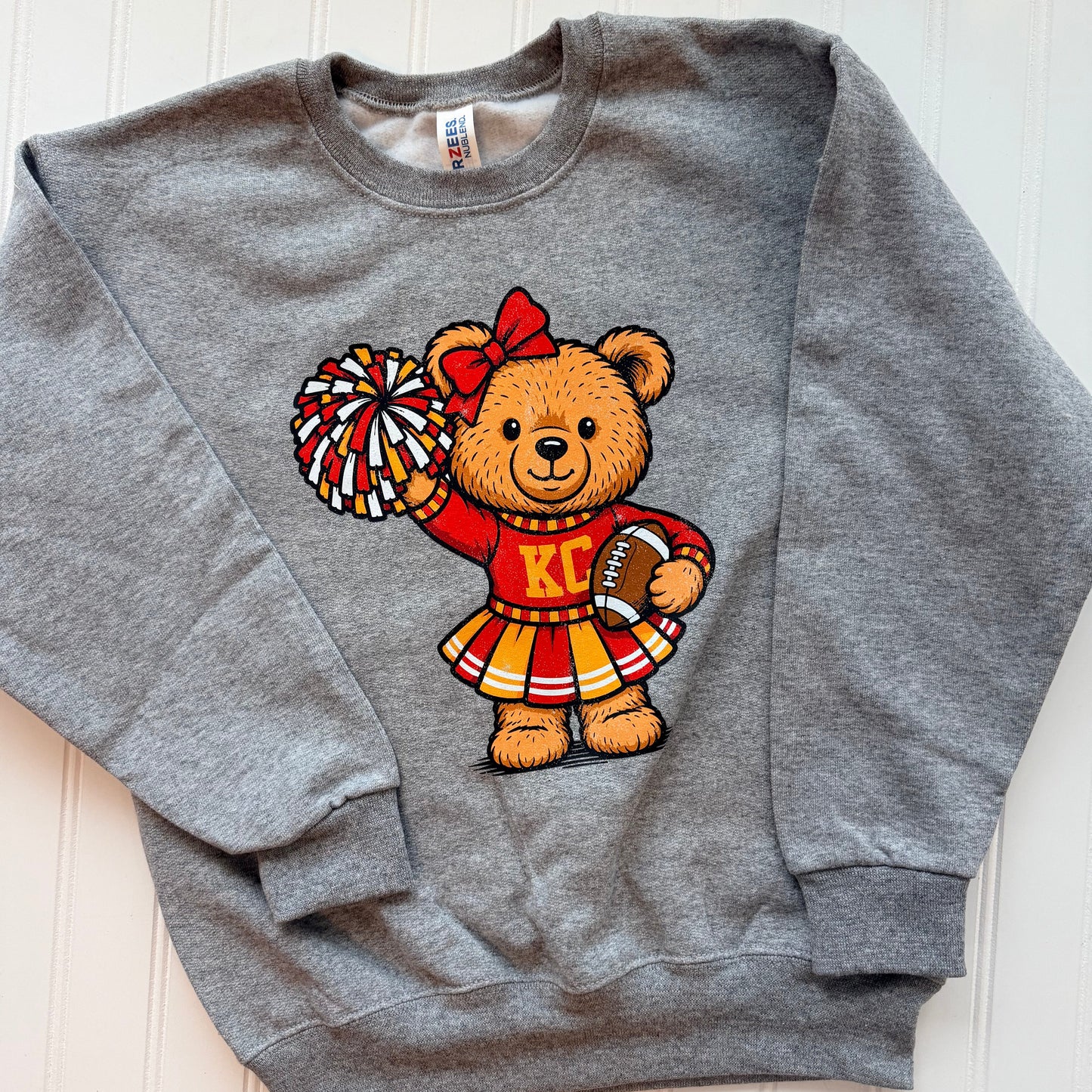 KC Cheer Bear Sweatshirt| KC Football Girls Top