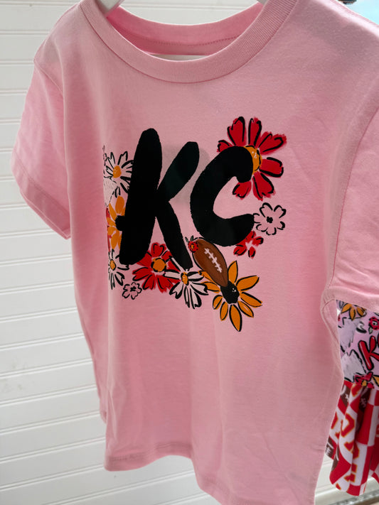 Kansas City Football Girls Game Day Shirt | Baby, Toddler, Girls Floral  T-shirt