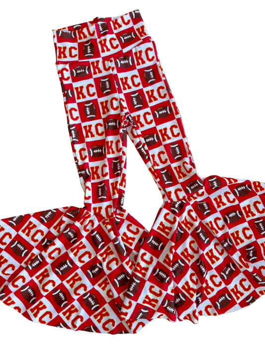 Kansas City Football Bell Bottoms | Girls KC Gameday Pants