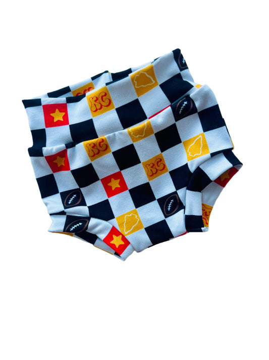 KC Football Girl Baby & Toddler Bummies | Game Day Ready Outfit for Little Fans |Checkers