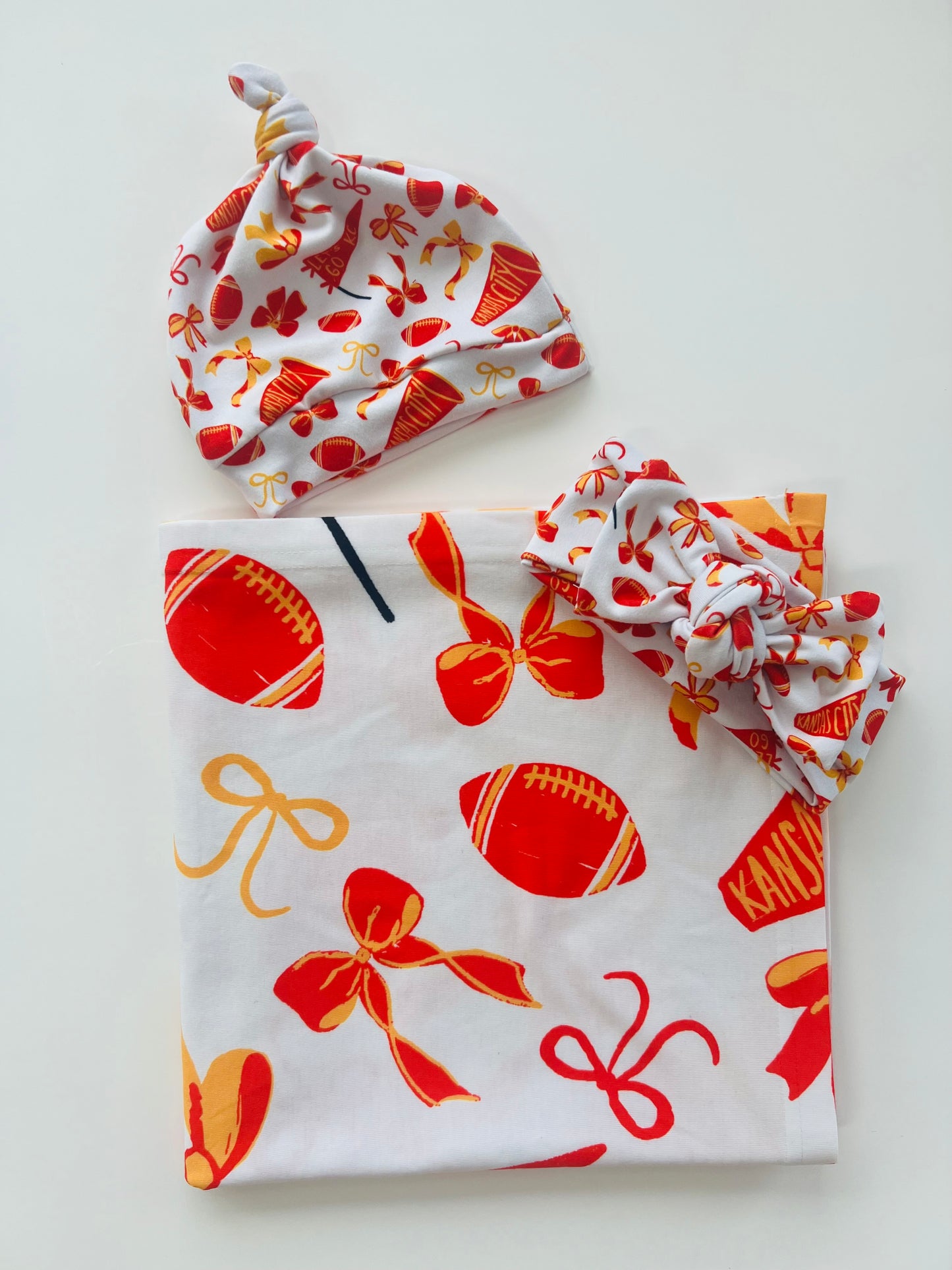 Kansas City Cheer Bow Swaddle Set