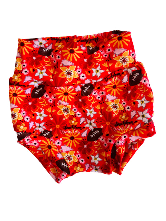 KC Football Girl Baby & Toddler Bummies | Game Day Ready Outfit for Little Fans |Floral