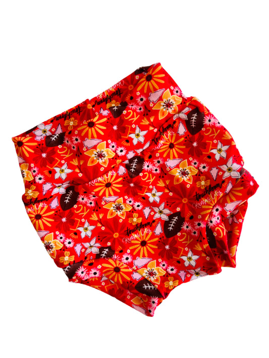 KC Football Girl Baby & Toddler Bummies | Game Day Ready Outfit for Little Fans |Floral