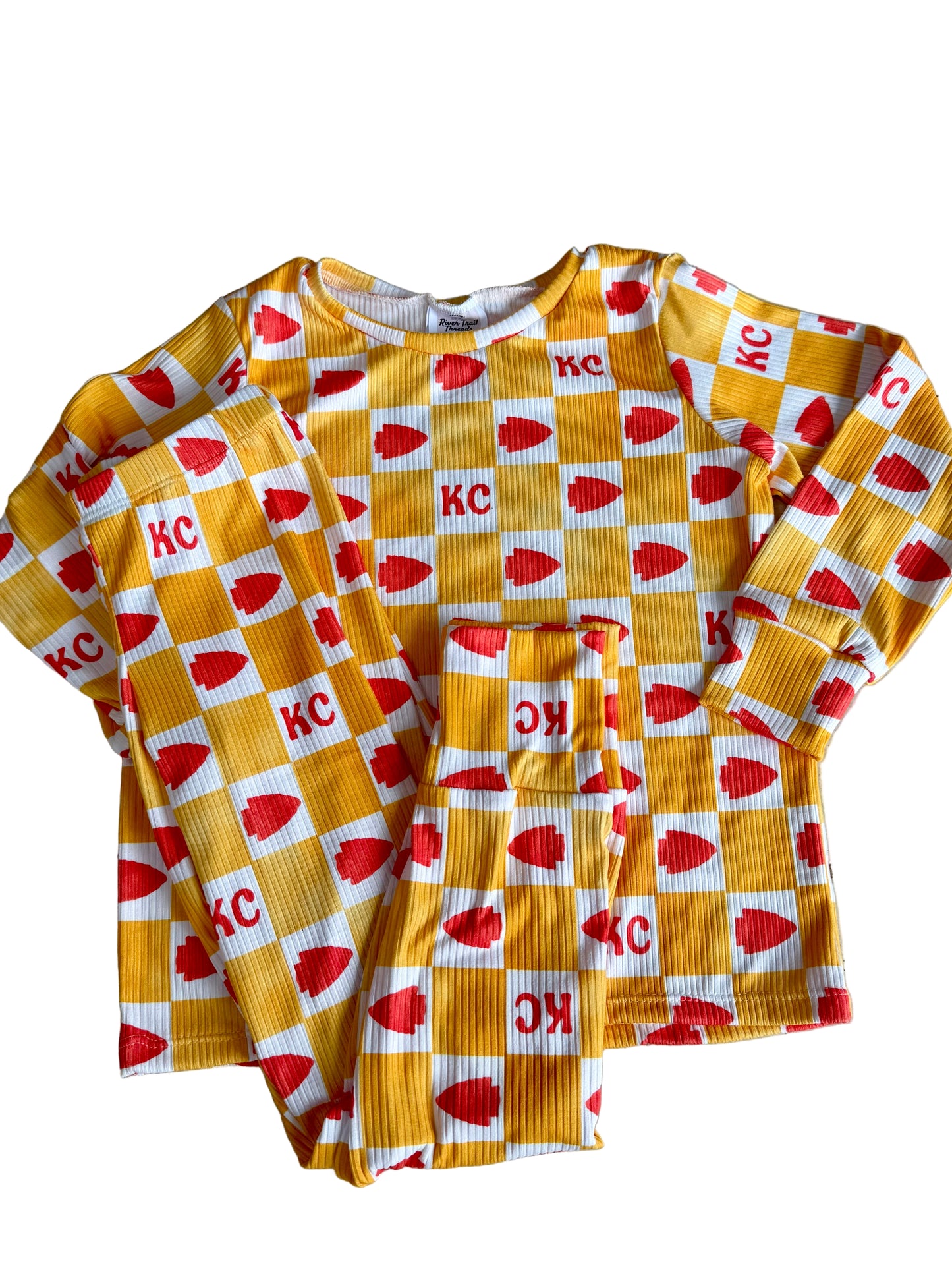 KC Football Pajamas | Red and Yellow PJs for Boys, Girls, Toddlers