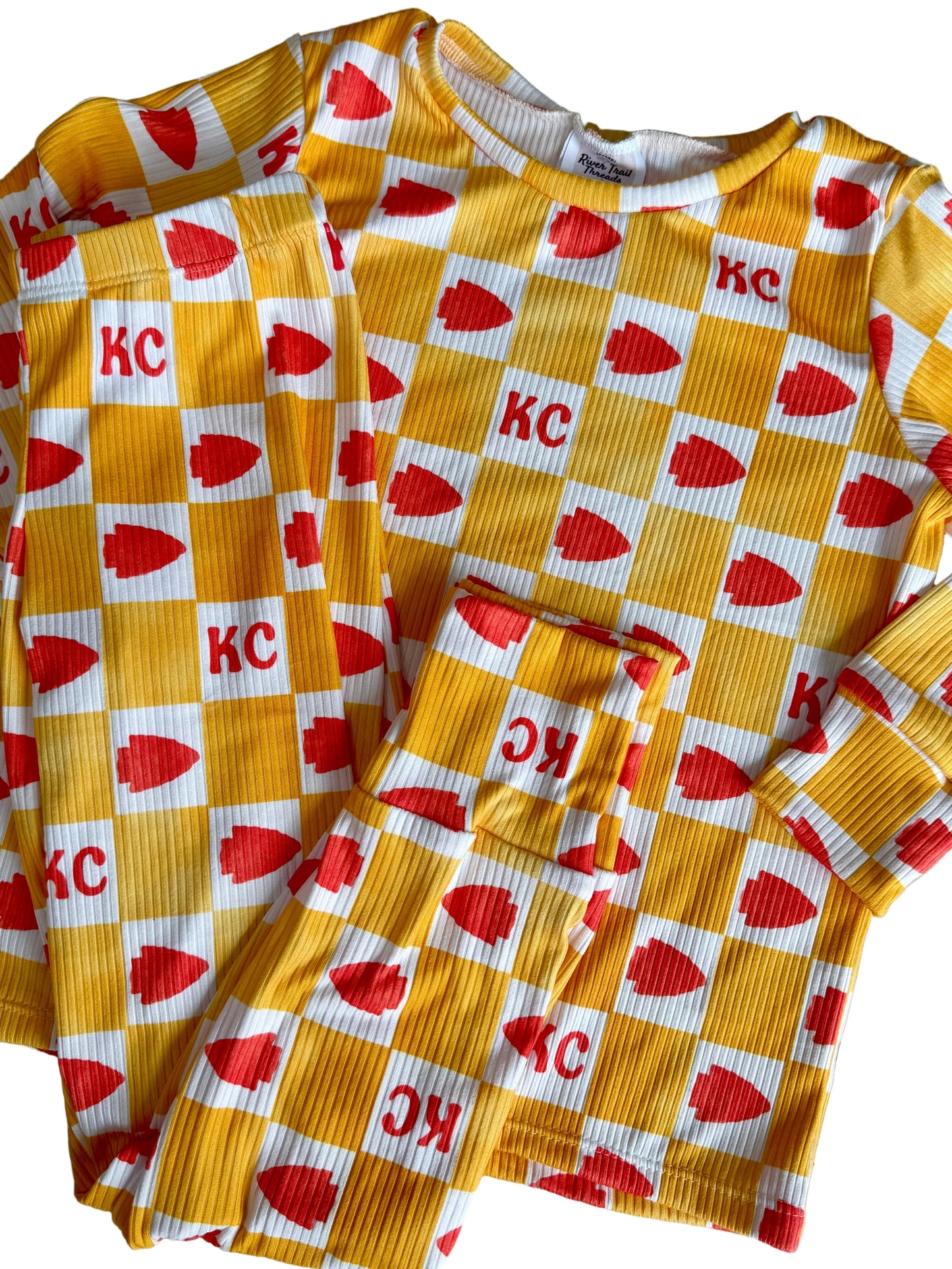 KC Football Pajamas | Red and Yellow PJs for Boys, Girls, Toddlers
