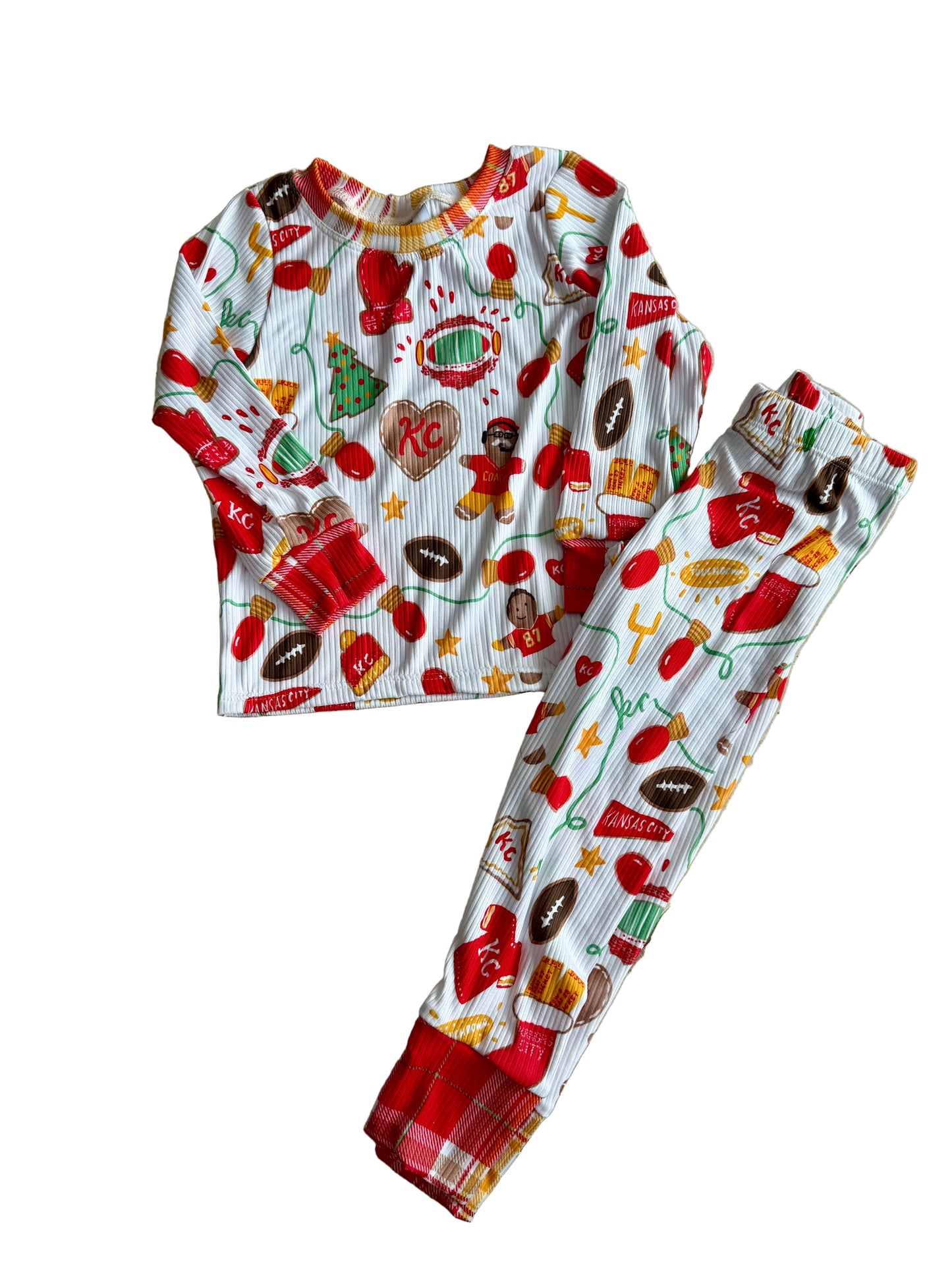 KC Football Christmas Cookies Pajamas | Christmas PJs for Boys, Girls, Toddlers
