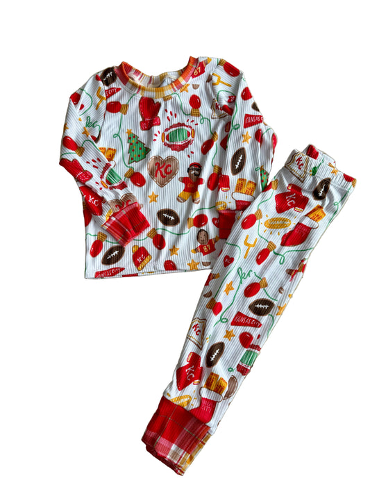 KC Football Christmas Cookies Pajamas | Christmas PJs for Boys, Girls, Toddlers