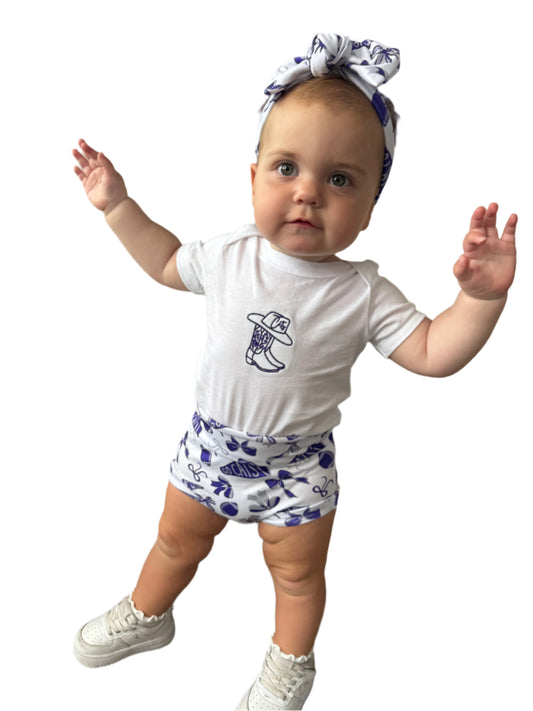 Kansas Football Girl Baby & Toddler Bummies | Game Day Ready Outfit for Little Fans