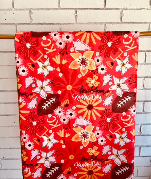 KC Floral Football Blanket