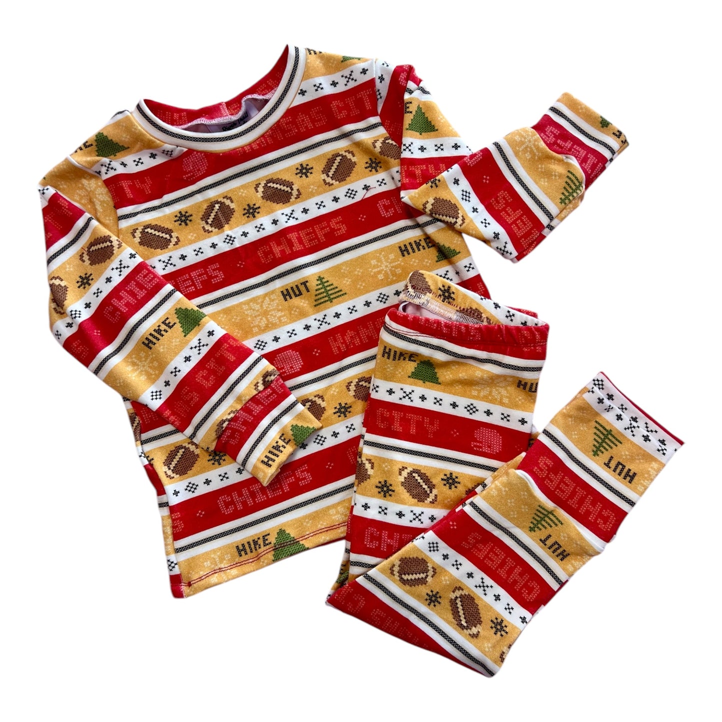 KC Football Sweater Christmas Pajamas | Christmas PJs for Boys, Girls, Toddlers