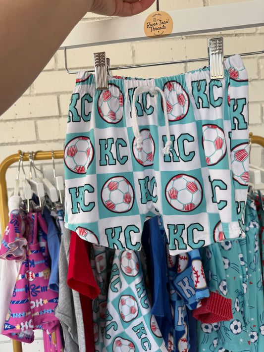 Boys KC Check Soccer Shorts | Baby and Toddler Boy Game Day Shorts