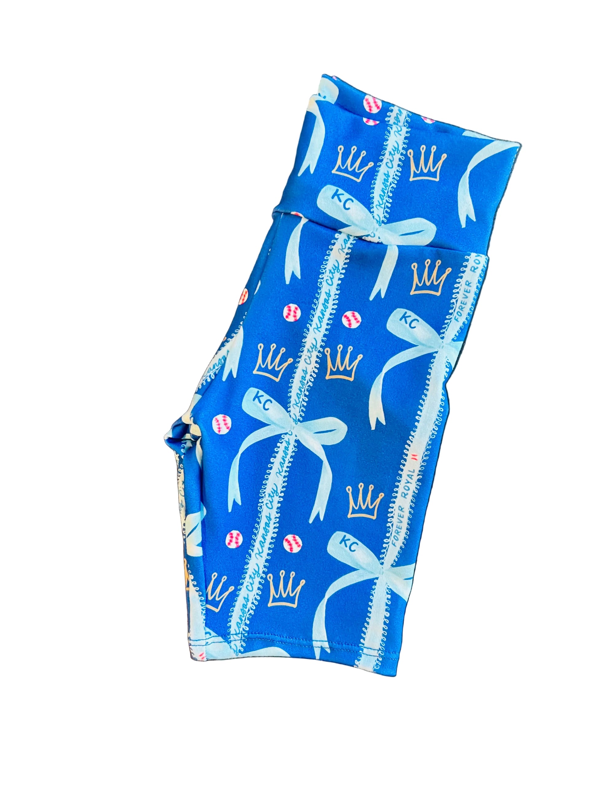 Blue Kansas City fabric with bows and baseball